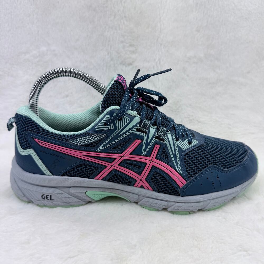 ASICS Gel Venture 8 Womens Running Shoes Mako Blue Pink Glow Size 7 Trail